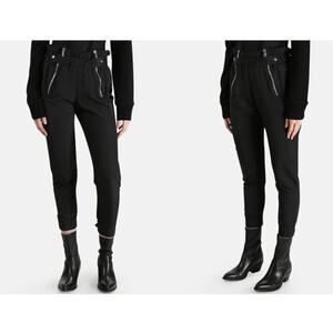 RtA Leon Zip Pants Black Paperbag Style Women's Large / 12
